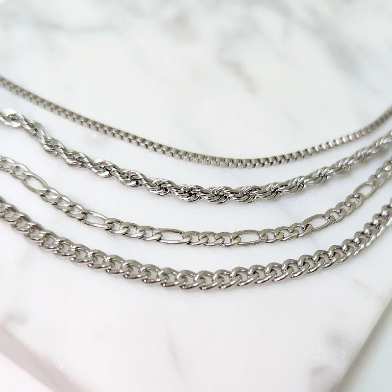 Women’s layered gold necklaces-Silver Chain Bars