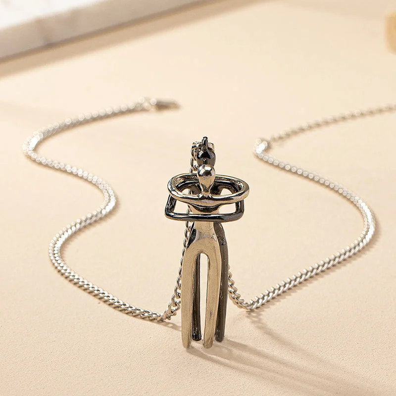 Women’s designer pendant necklaces-Punk Commute Human Hug Alloy Plating Unisex Pendant Necklace