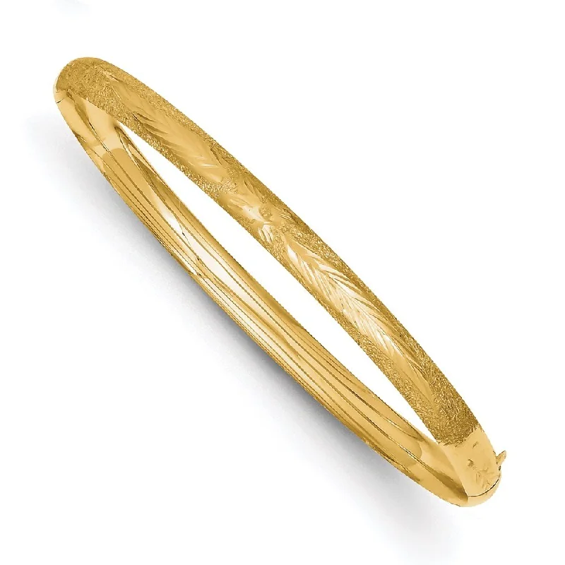 Women’s trendy bracelets-14k Yellow Gold 5mm 3/16 Laser Cut Hinged Bangle Bracelet, 7"