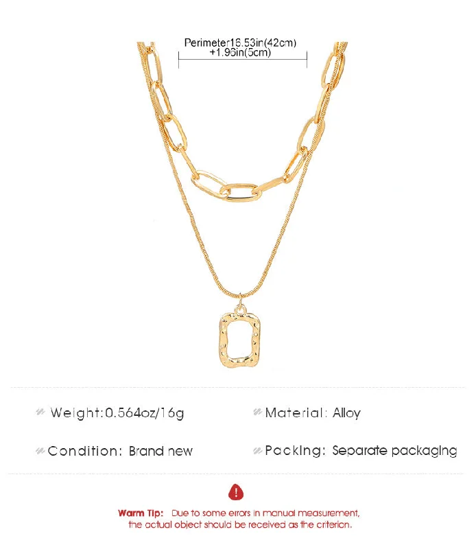 Women’s trendy silver necklaces-1 Piece Retro Square Alloy Plating 14k Gold Plated Women's Layered Necklaces