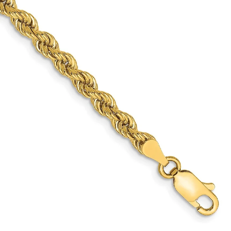 Women’s beaded bracelets-14k Yellow Gold 3.65mm Regular Rope Chain Bracelet, 7"