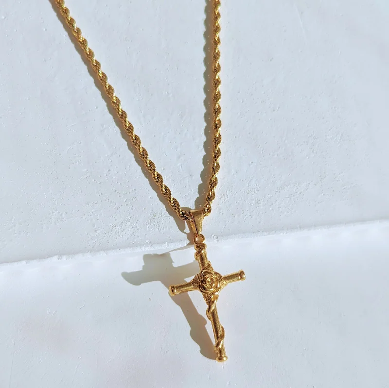 Women’s chic necklaces-Kids' Rose Wrapped Cross Necklace