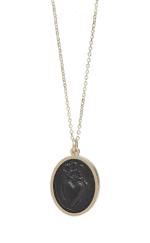 Women’s vintage necklaces-SACRED HEART RAISED INTAGLIO PENDANT