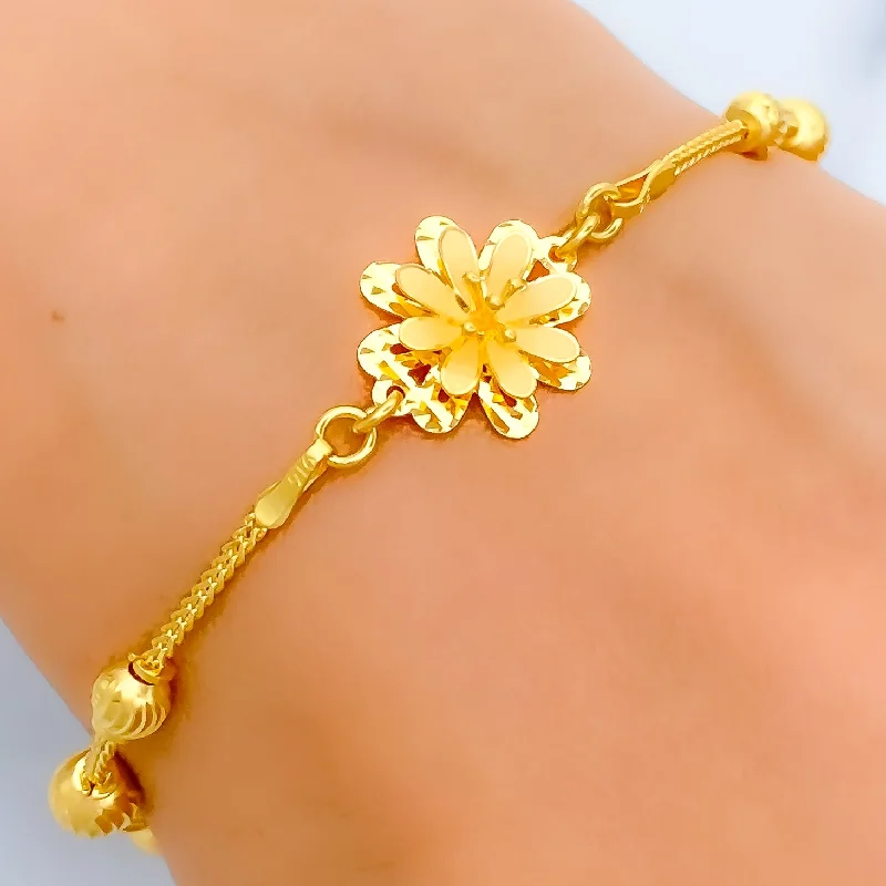 Women’s multi-strand bracelets-Delicate Daisy 22K Gold Bracelet