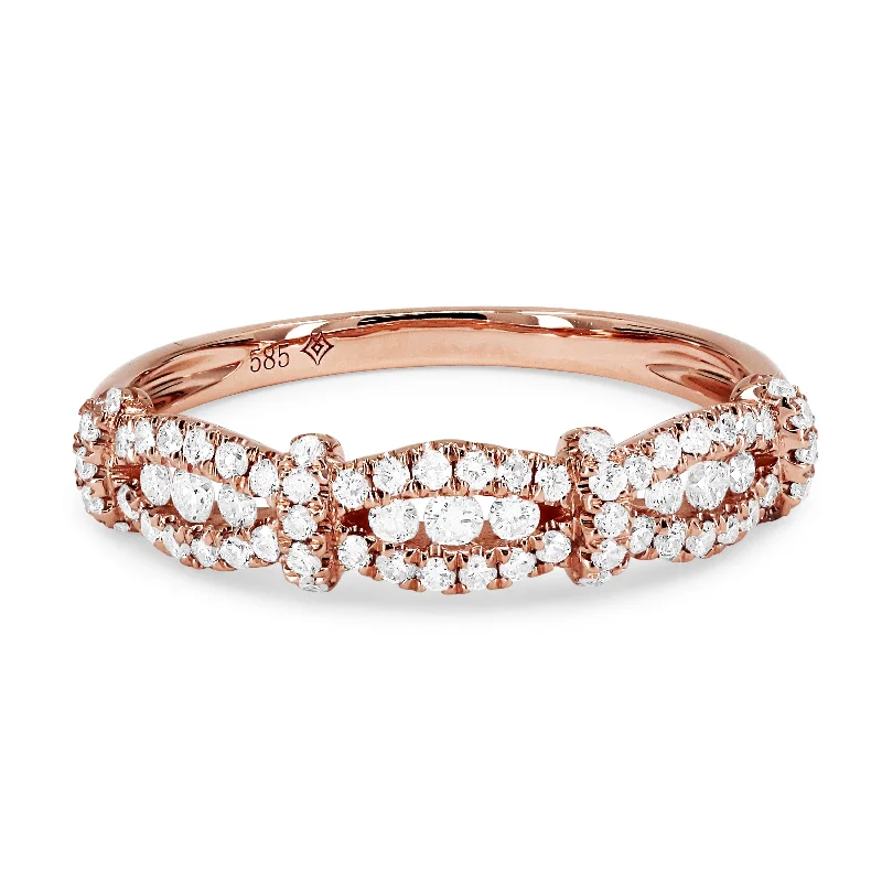 Women’s two-tone engagement rings-14K Rose Gold,white Diamond Ring