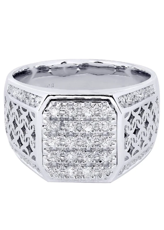 Women’s two-tone engagement rings-White Gold Mens Diamond Ring| 0.84 Carats| 14.01 Grams