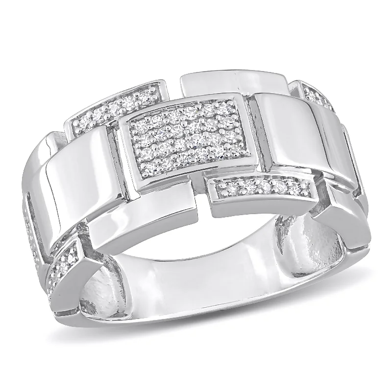 Women’s princess cut rings-Miadora 1/4 CT TW Diamond Mens Ring in Sterling Silver