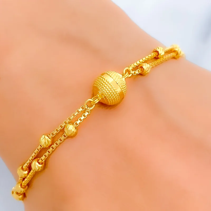 Women’s trendy bracelets-Multi-Chain Orb 22k Gold Bracelet