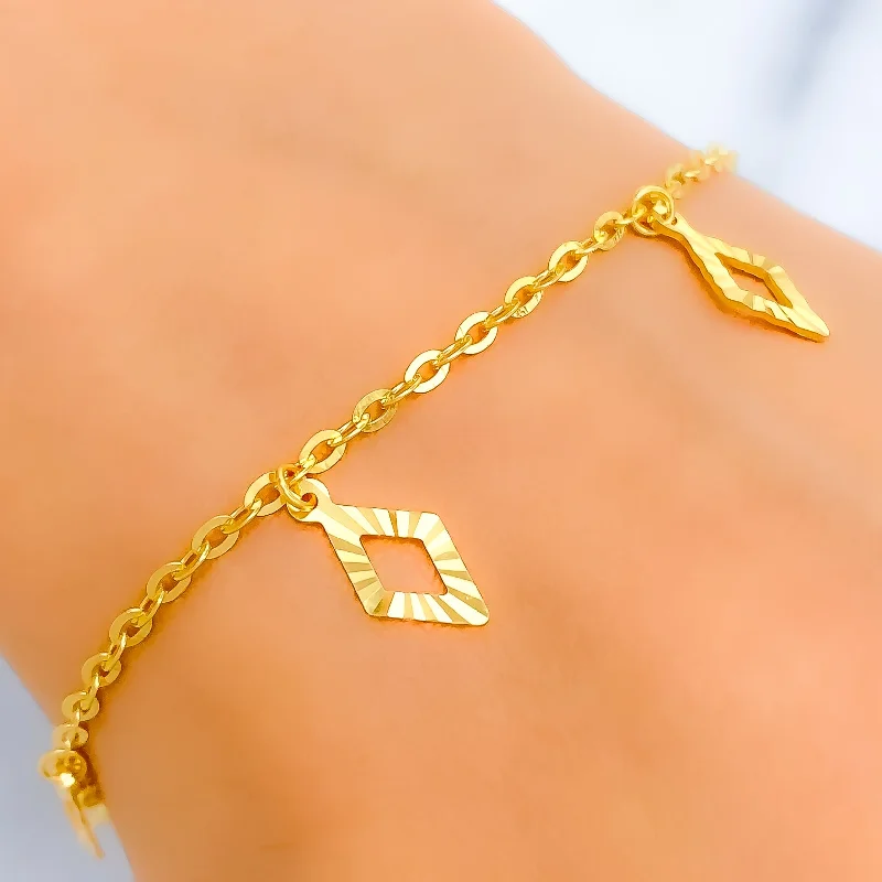 Women’s luxury cuff bracelets-Sophisticated 22k Gold Diamond Charm Bracelet