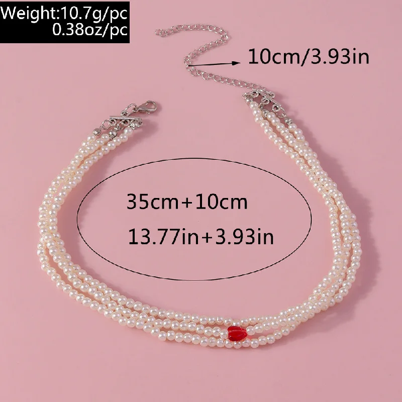 Women’s simple statement necklaces-Simple Style Classic Style Heart Shape Artificial Pearl Zinc Alloy Beaded Women's Layered Necklaces