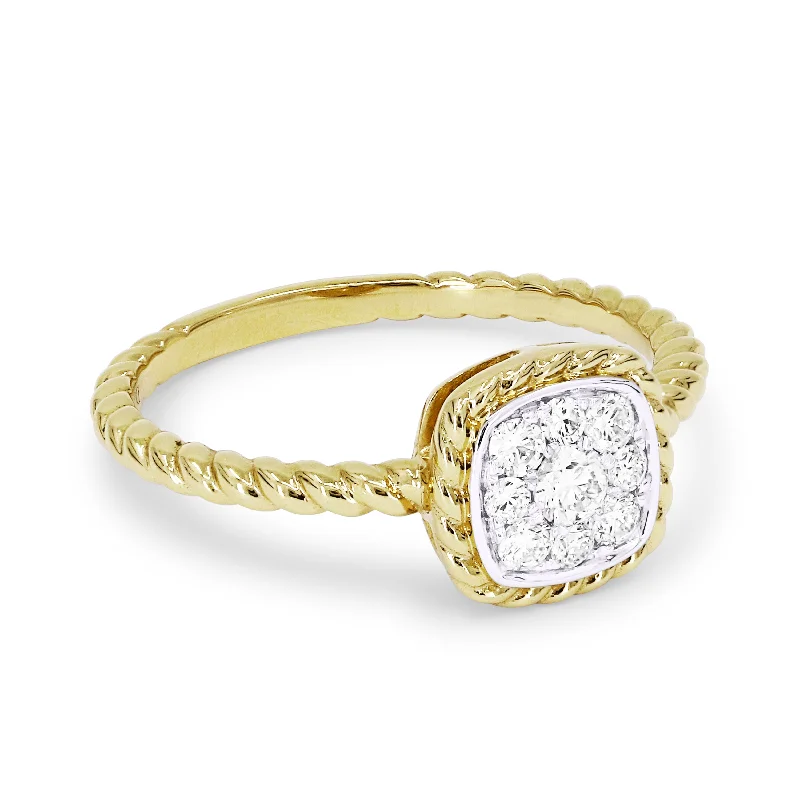 Women’s halo engagement rings with sapphires-14K Yellow Gold,white Diamond Ring