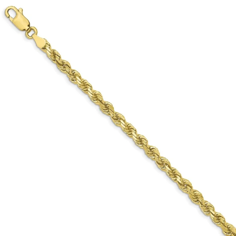 Women’s double-layered bracelets-Leslie's 10k Yellow Gold 3.5mm Diamond-Cut Rope Chain Bracelet, 7"