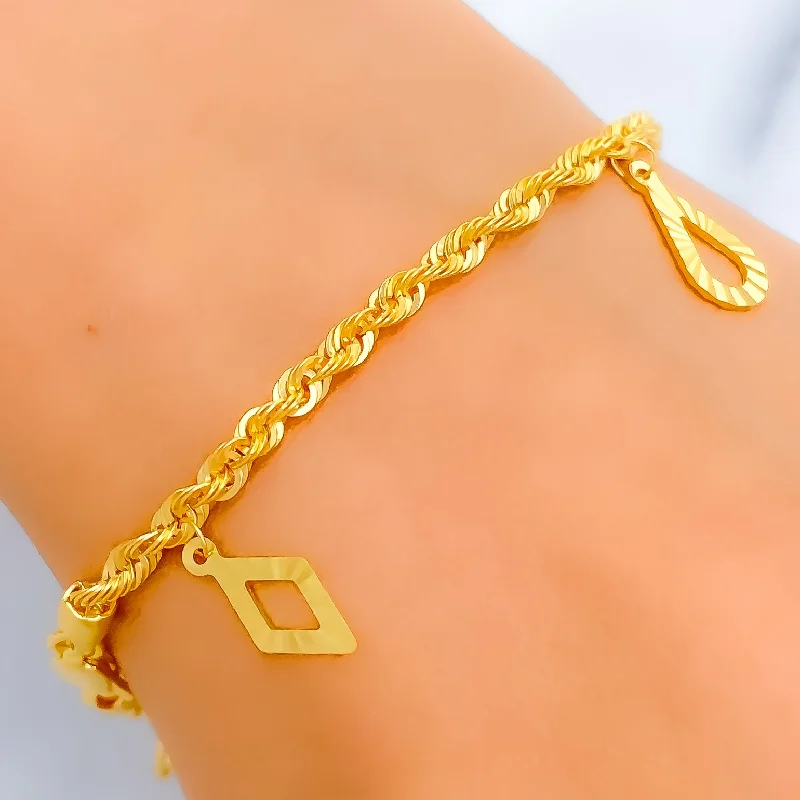 Women’s classic bangles-Lovely Graceful 22k Gold Charm Bracelet