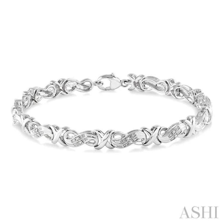 Women’s beaded bracelets-1/6 Ctw Single Cut Diamond 'X' Link Bracelet in Sterling Silver