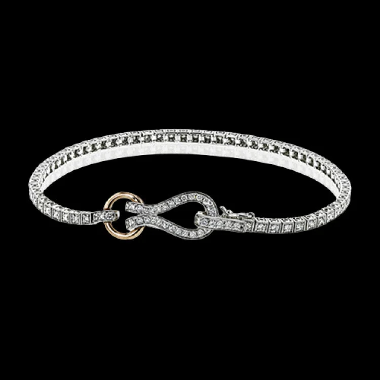 Women’s infinity bangles-This lovely buckle bracelet contains a total of 1.00 ctw of white diamonds sparkling in its midst, and a durable buckle clasp design.