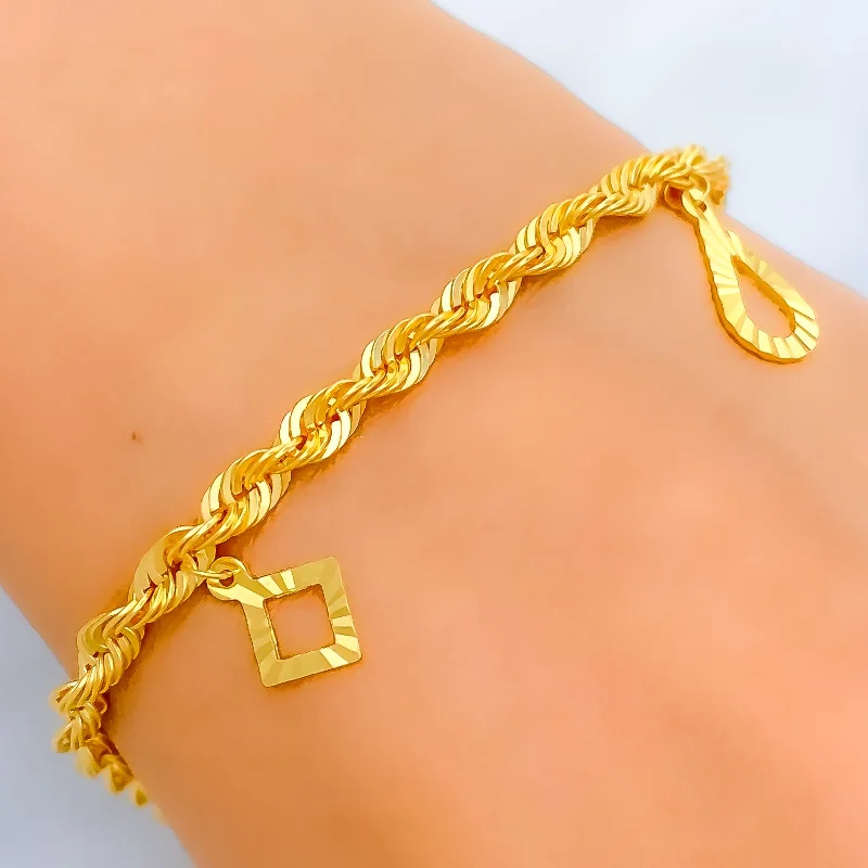 Women’s handmade bracelets-Lavish 22k Gold Rope Charm Bracelet