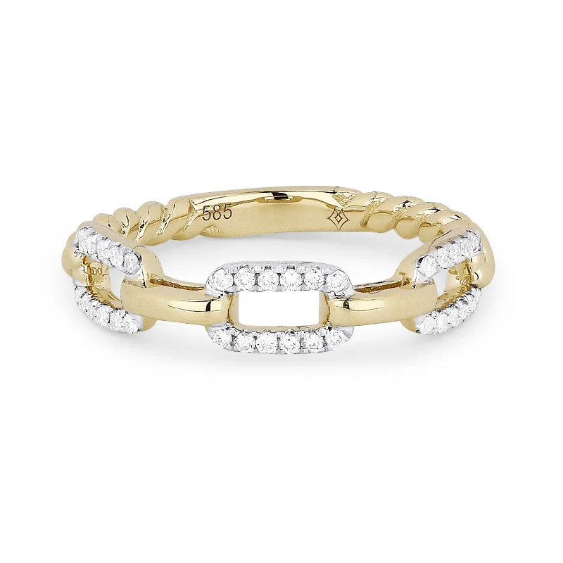 Women’s stackable engagement rings-14K Yellow Gold,white Diamond Ring