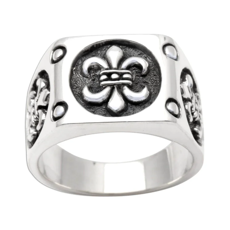 Women’s engagement rings-Novica Handmade Ancient Emblem Sterling Silver Signet Ring