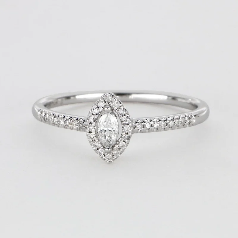 Women’s vintage cocktail rings-1/5ct TDW Marquise Shape Diamond Halo Ring in 10k Gold by De Couer