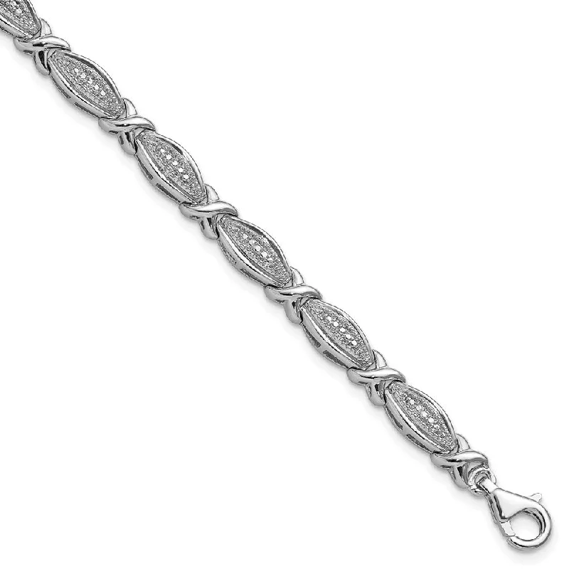 Women’s infinity bangles-Sterling Silver Rhodium-plated Diamond Bracelet-WBC-QDX1250