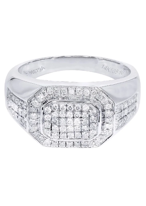 Women’s classic engagement rings-White Gold Mens Diamond Ring| 0.76 Carats| 10.48 Grams