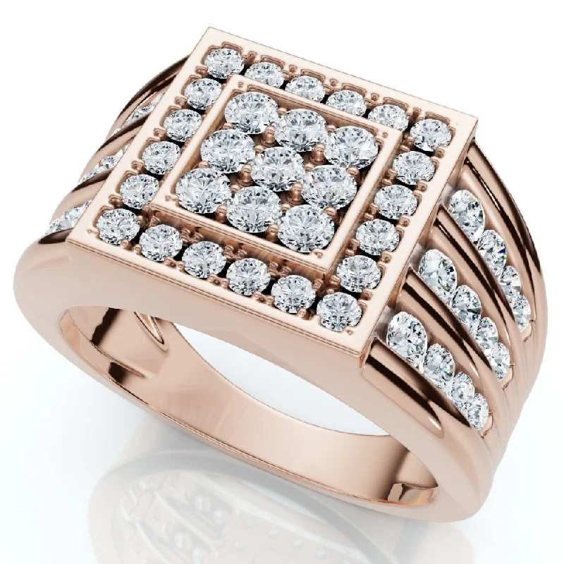 Women’s fashion rings-1Ct Men's Diamond Ring in Gold Lab Grown