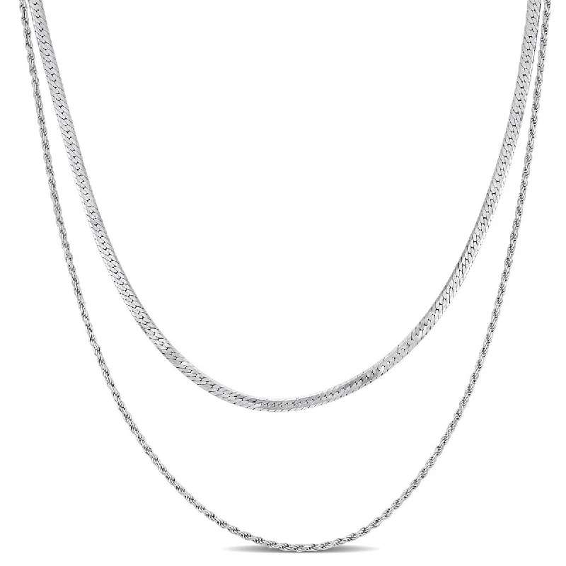 Women’s heirloom rings-Miadora 4.5mm Double-Strand Herringbone Rope Chain Necklace Sterling Silver