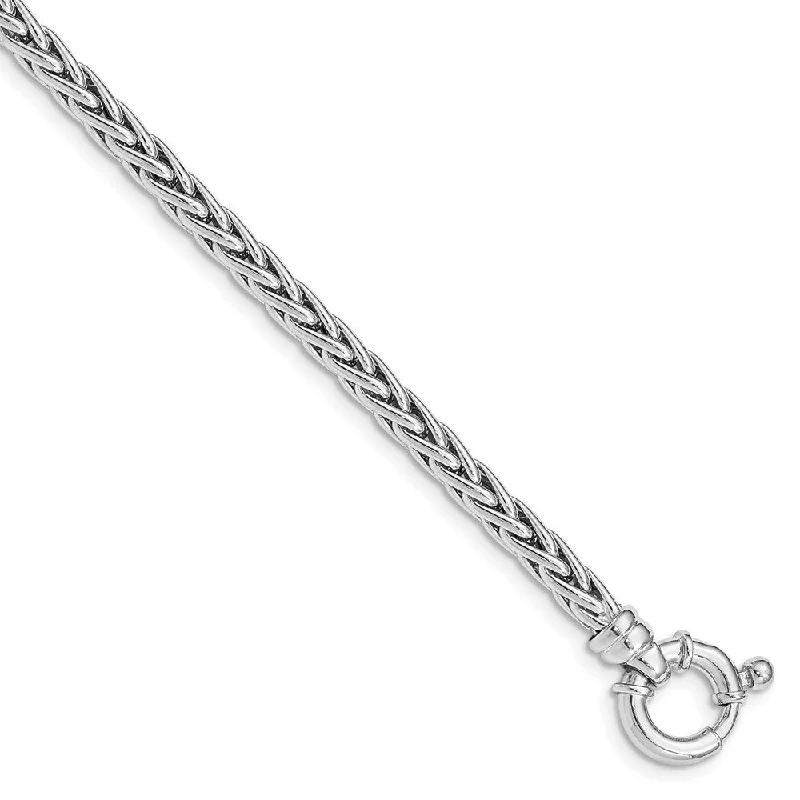 Women’s elegant bracelets-Sterling Silver Rhodium Plated Polished Woven Link Bracelet-WBC-QG5116-7.5