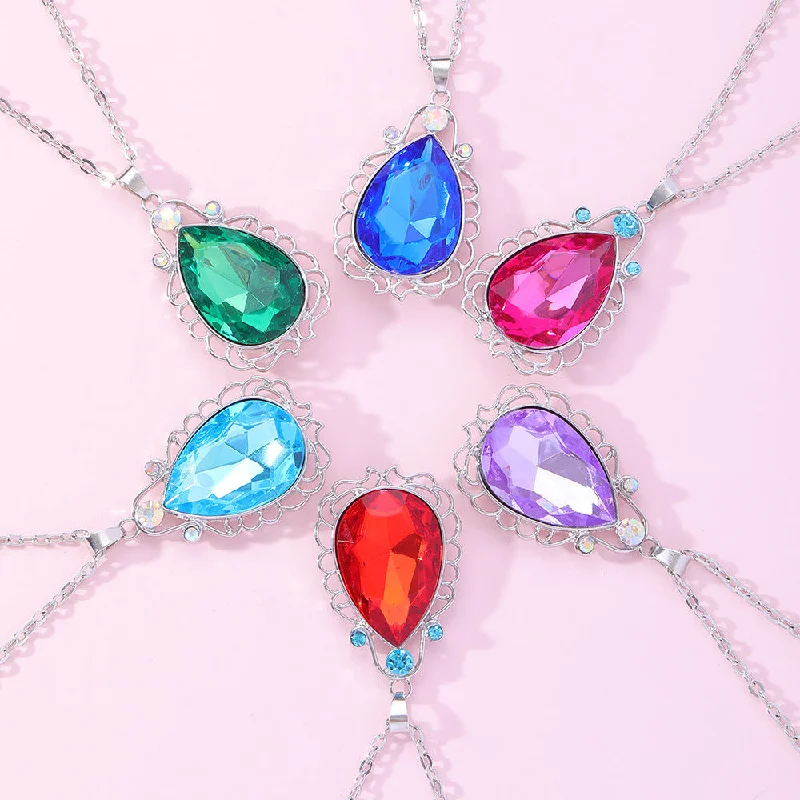 Women’s diamond heart necklaces-Glam Water Droplets Alloy Zircon Necklace