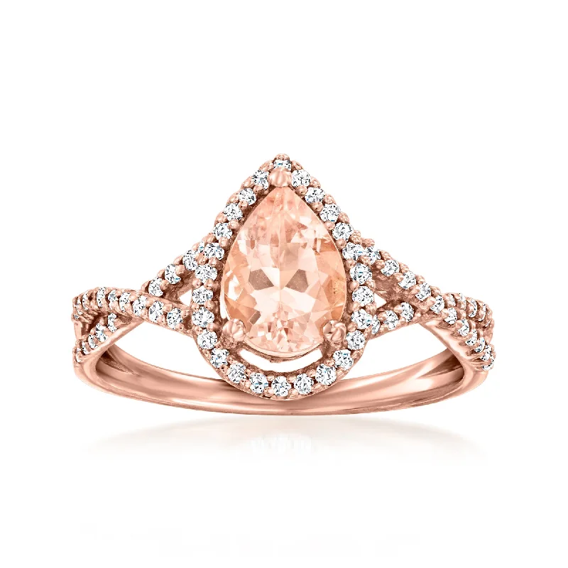 Women’s vintage rose gold engagement rings-Ross-Simons Morganite and . Diamond Ring in 14kt Rose Gold