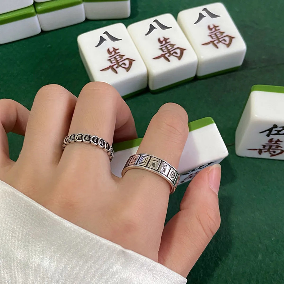 Women’s minimalist diamond rings-Novelty Simple Style Word Mahjong Alloy Plating Unisex Open Ring