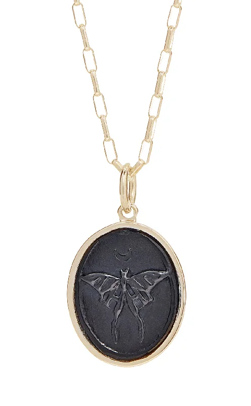 Women’s simple statement necklaces-LUNA MOTH RAISED INTAGLIO PENDANT