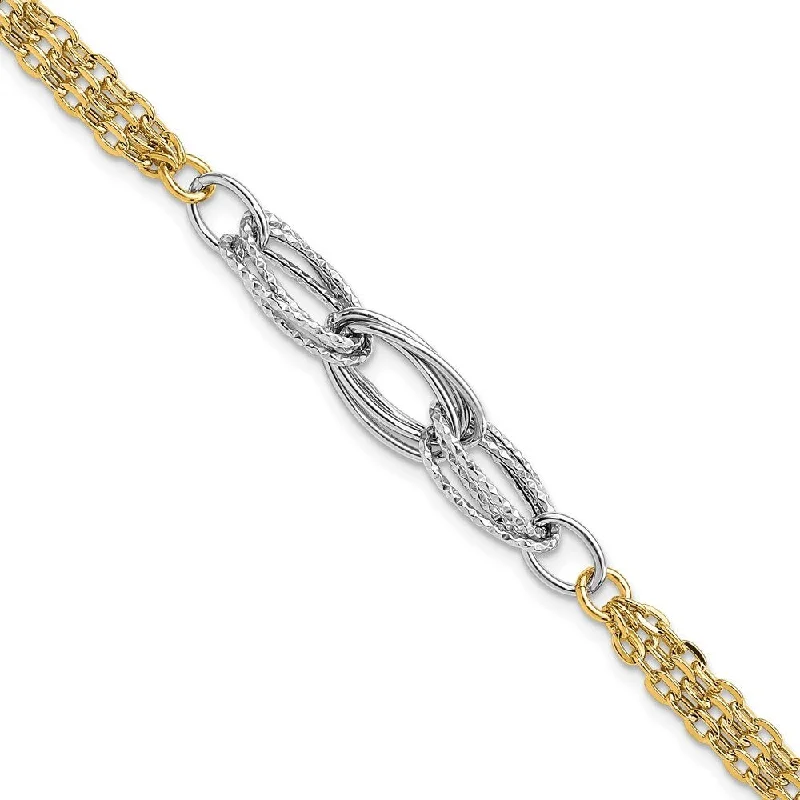 Women’s ethnic bracelets-14k Two-tone 7mm Diamond-Cut & Polished 7.5in Fancy Link Bracelet, 7.5"