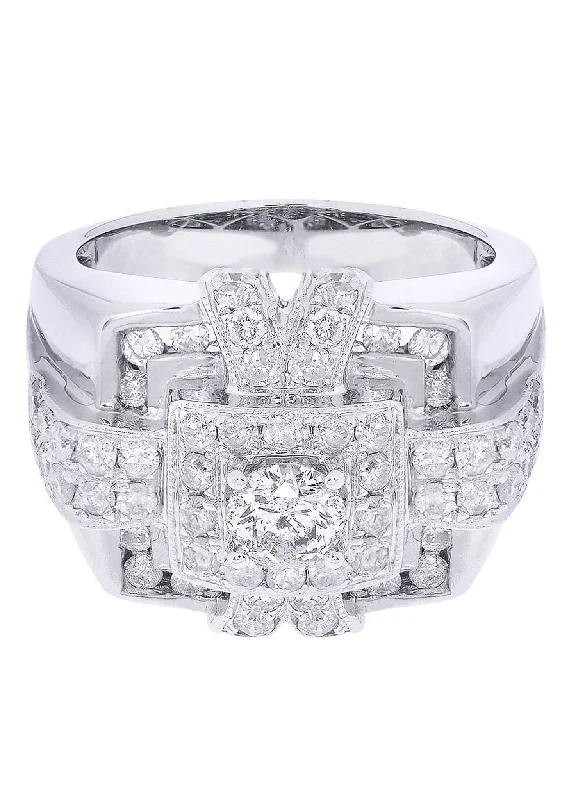 Women’s vintage diamond solitaire engagement rings-White Gold Pinky Diamond Ring| 2.32 Carats| 15.53 Grams