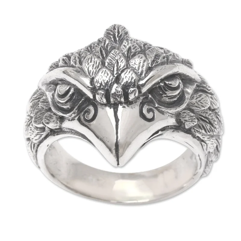 Women’s gold rings-Novica Handmade Eagle Strike Men'S Sterling Silver Cocktail Ring