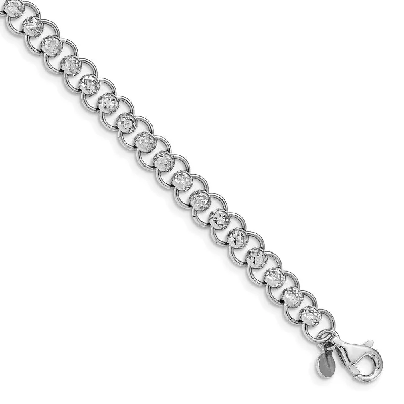 Women’s infinity bracelets-Sterling Silver Rhodium-plated D/C Beads and Circles Bracelet-WBC-QG4819-7.5