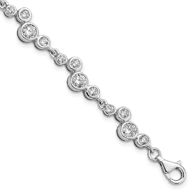 Women’s custom bracelets-Sterling Silver Rhodium-plated CZ Bracelet-WBC-QG5056-7.5