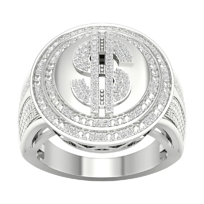 Women’s solitaire rings-IGI Certified 1/3ct TDW Diamond Men's Ring in 10k Gold by De Couer