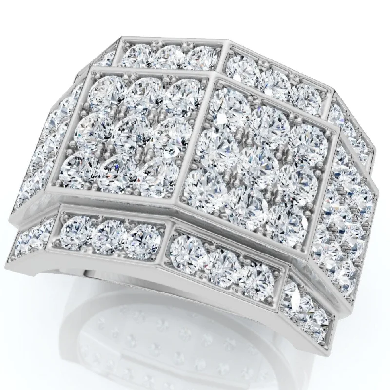 Women’s sapphire rings-3 Ct Diamond Men's Multi-Cluster Wide Ring in White or Yellow Gold