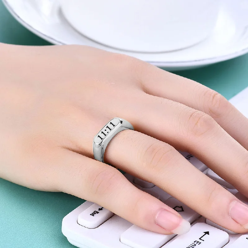 Women’s silver rings-Basic Oval Titanium Steel Plating Rings