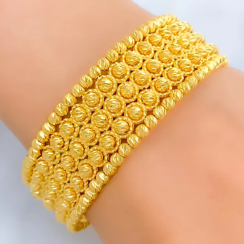 Women’s gemstone bangle bracelets-Glistening Beaded 21k Gold Bangle Bracelet