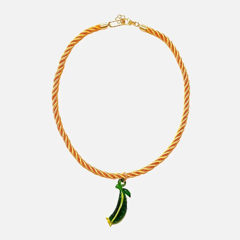 Women’s diamond pendant necklaces-Veggie Necklace, Zucchini