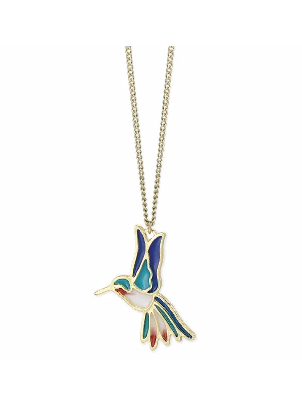 Women’s simple statement necklaces-Enamel Hummingbird Necklace