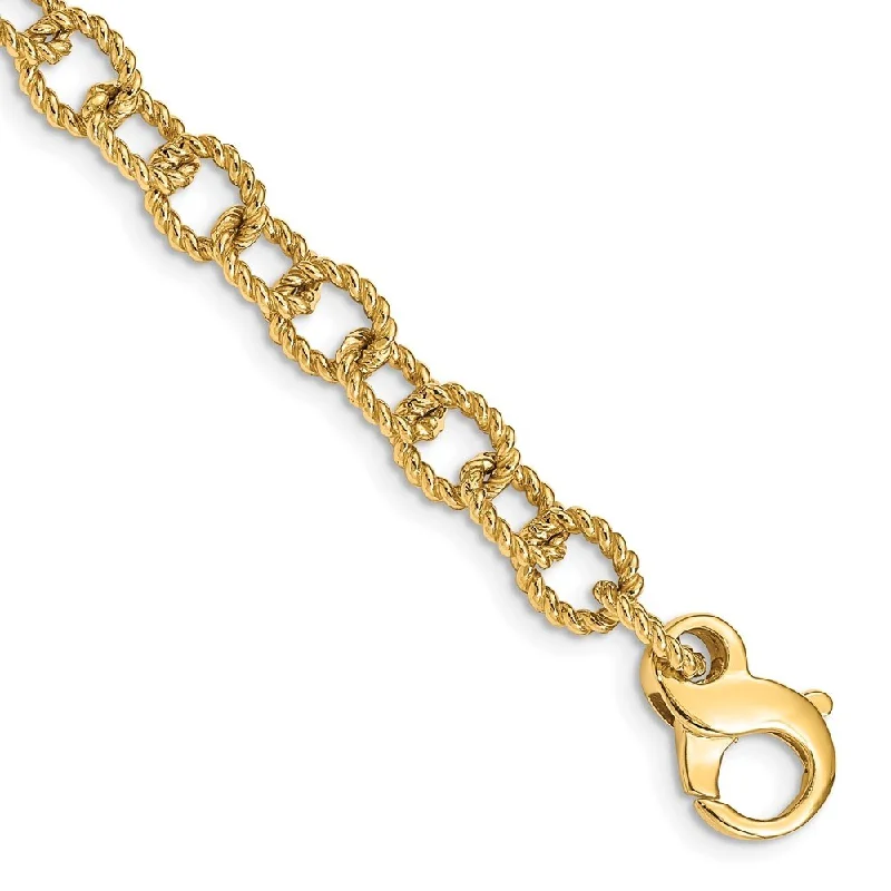 Women’s friendship bracelets-14k Yellow Gold 6.5mm Hand-polished Fancy Link Bracelet, 7.5"