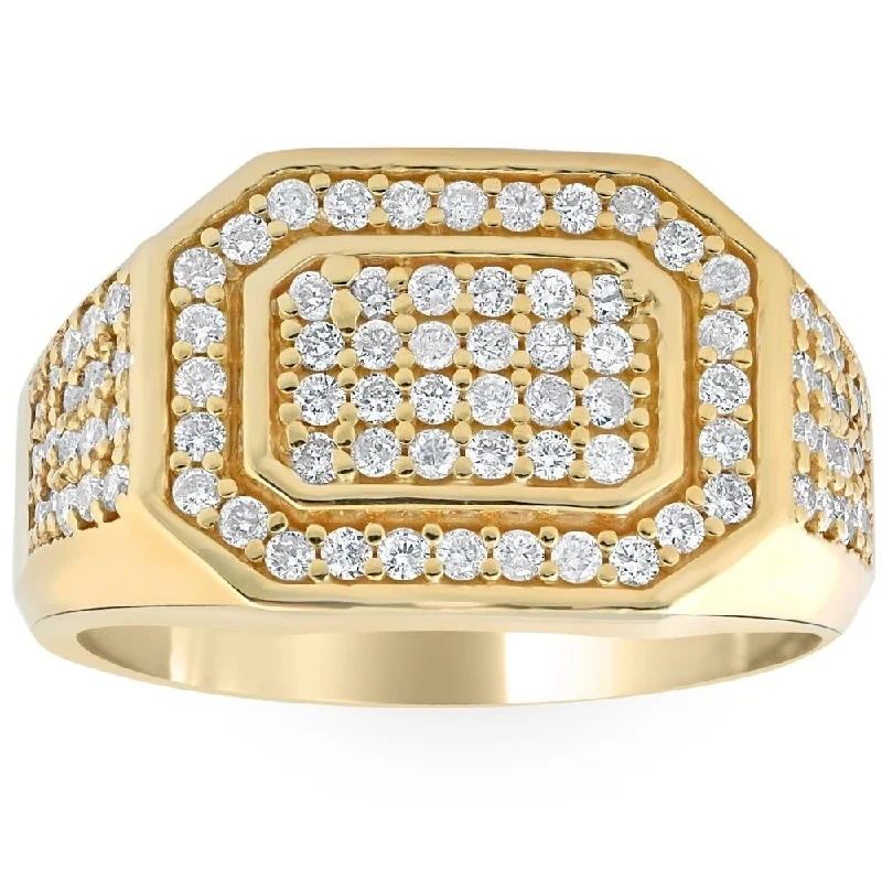 Women’s unique anniversary rings-1Ct Men's Diamond Ring Yellow Gold