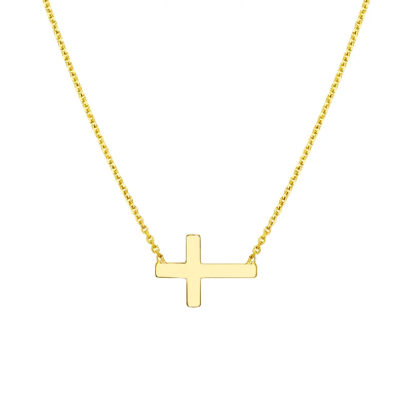 Women’s stackable necklaces-Sideways Mini Cross Adjustable Necklace