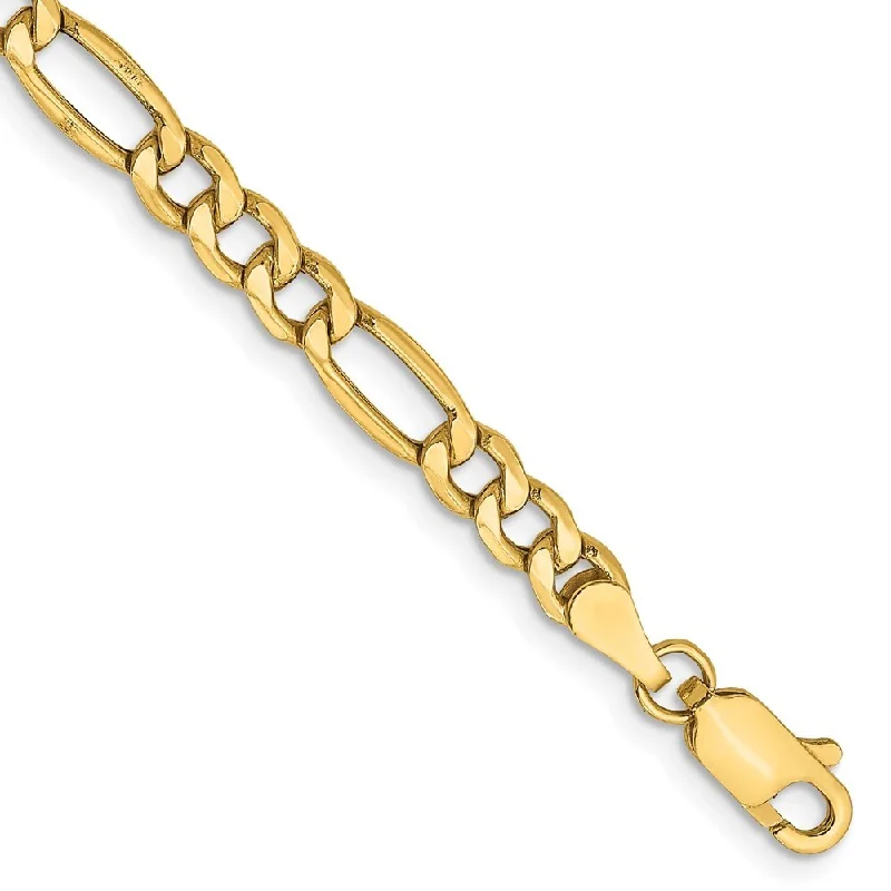 Women’s gemstone bangle bracelets-14k Yellow Gold 4.2mm Semi-Solid Figaro Chain Bracelet, 7"