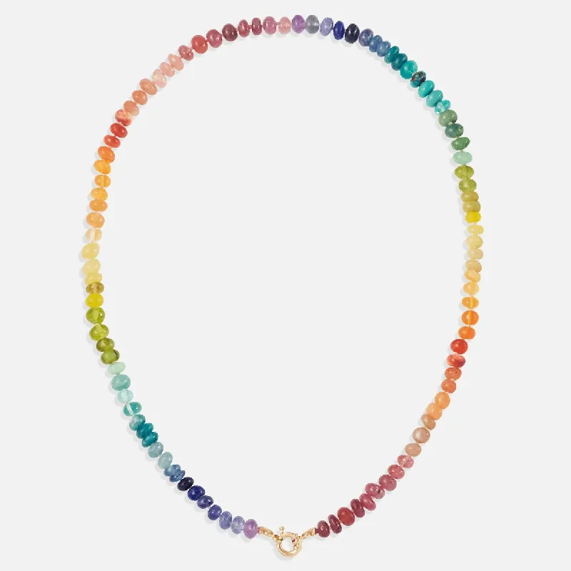 Women’s holiday necklaces-Small Classic Rainbow Gemstone Necklace