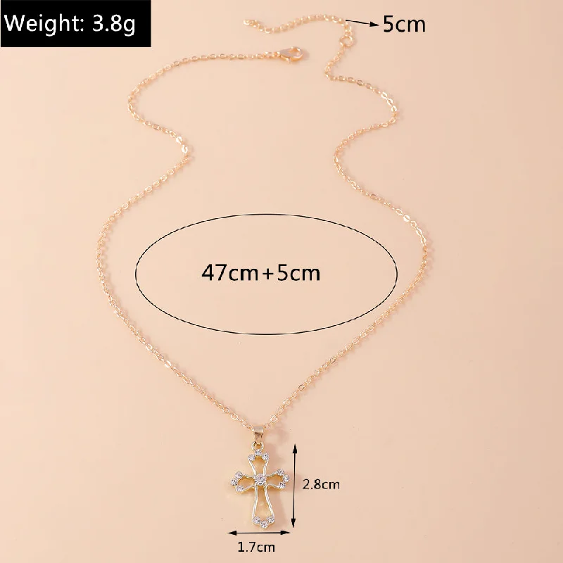 Women’s solitaire diamond necklaces-Wholesale Jewelry Casual Modern Style Cross Alloy Rhinestones Pendant Necklace