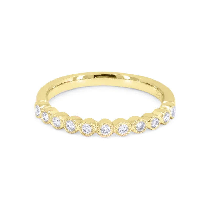 Women’s eternity band engagement rings-14K Yellow Gold,white Diamond Ring